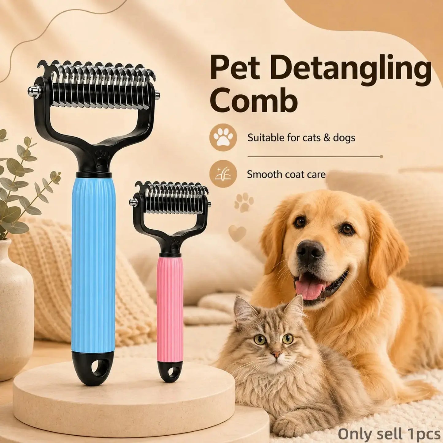 Pet Detangling Comb for Dogs and Cats,Stainless Steel 