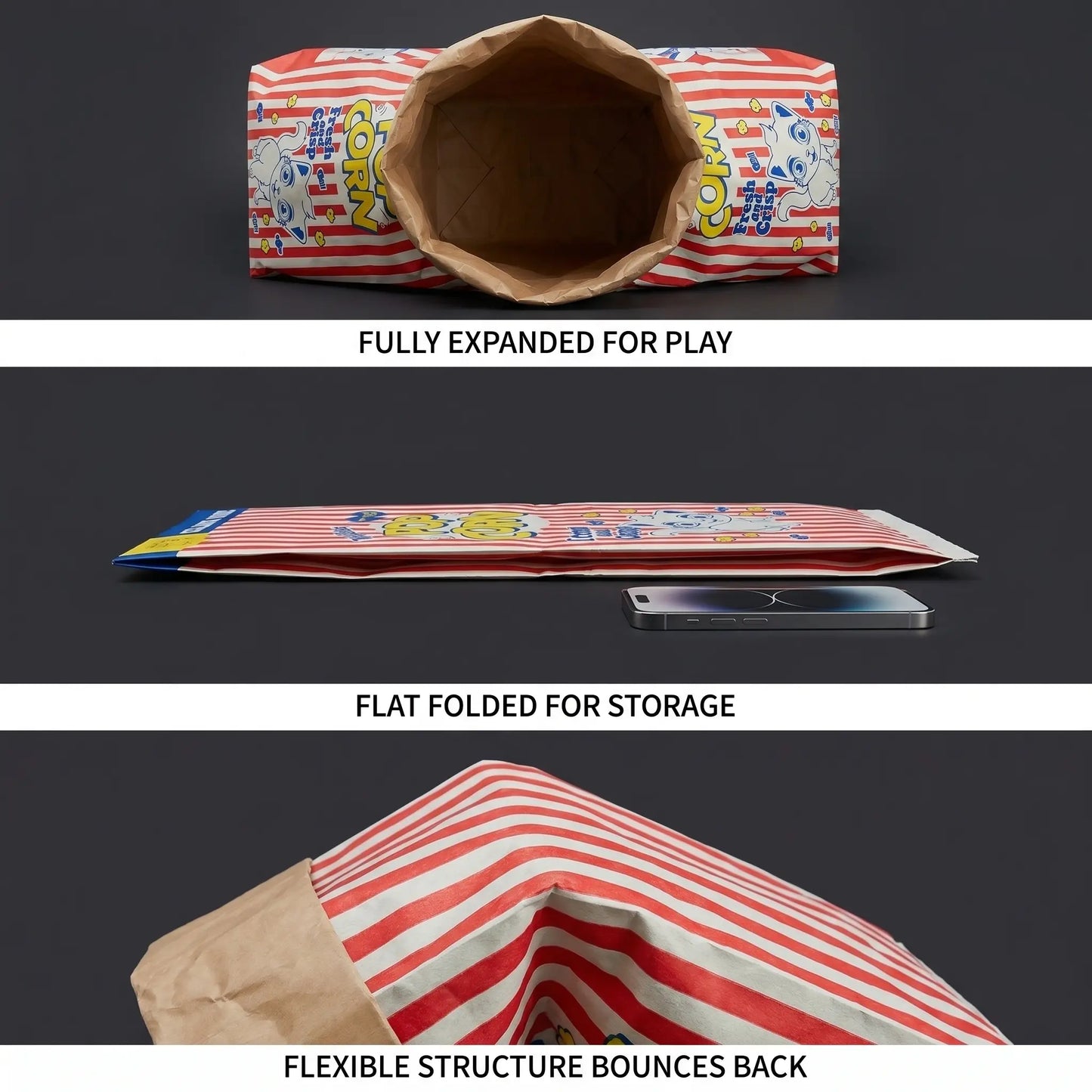 Premium Cat Toy: (29.53 x 13.78 Inches) - Interactive Play Tunnel and Relaxation Bed for Kittens and Adult Cats