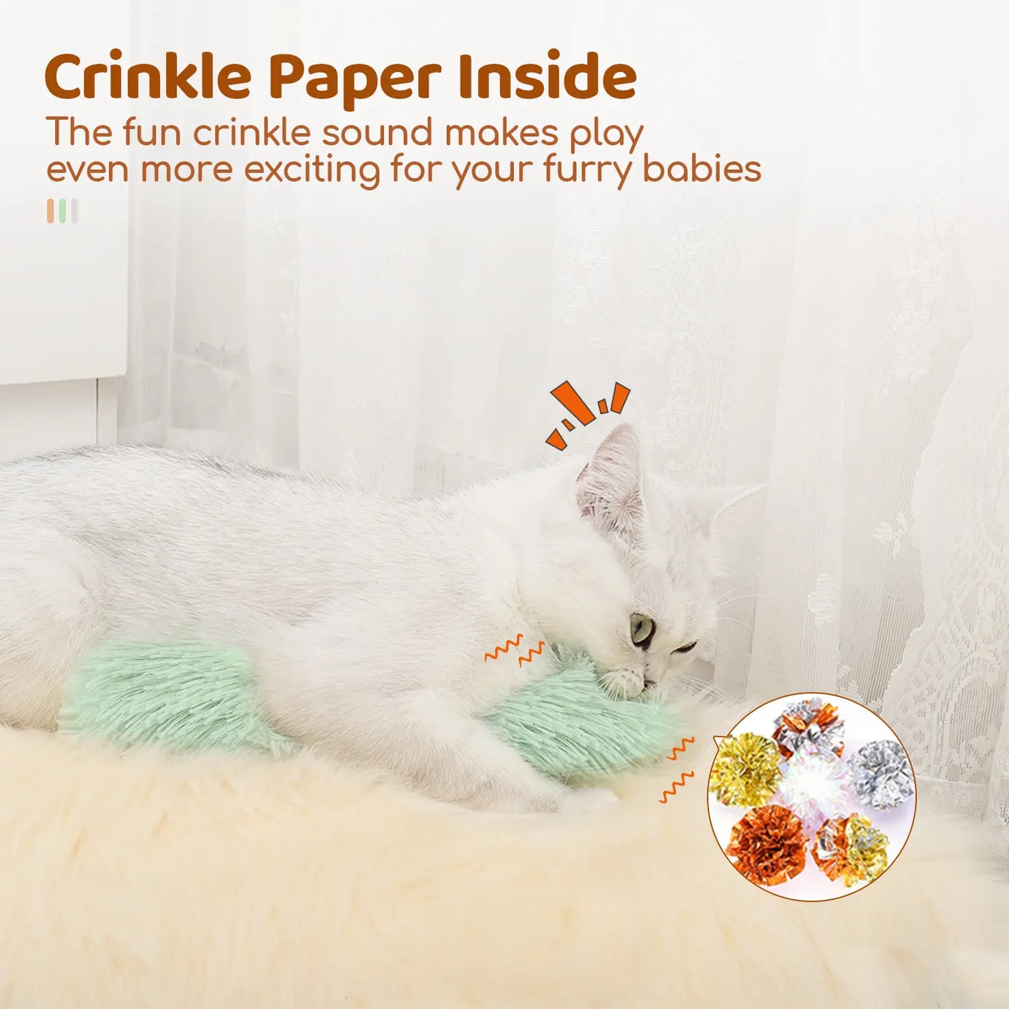 Potaroma Cat Toys Cat Pillows, 3 Pack Soft Durable Crinkle Sound Interactive Cat Kicker Toys, Indoor Cat Kitten Exercise Play Toys