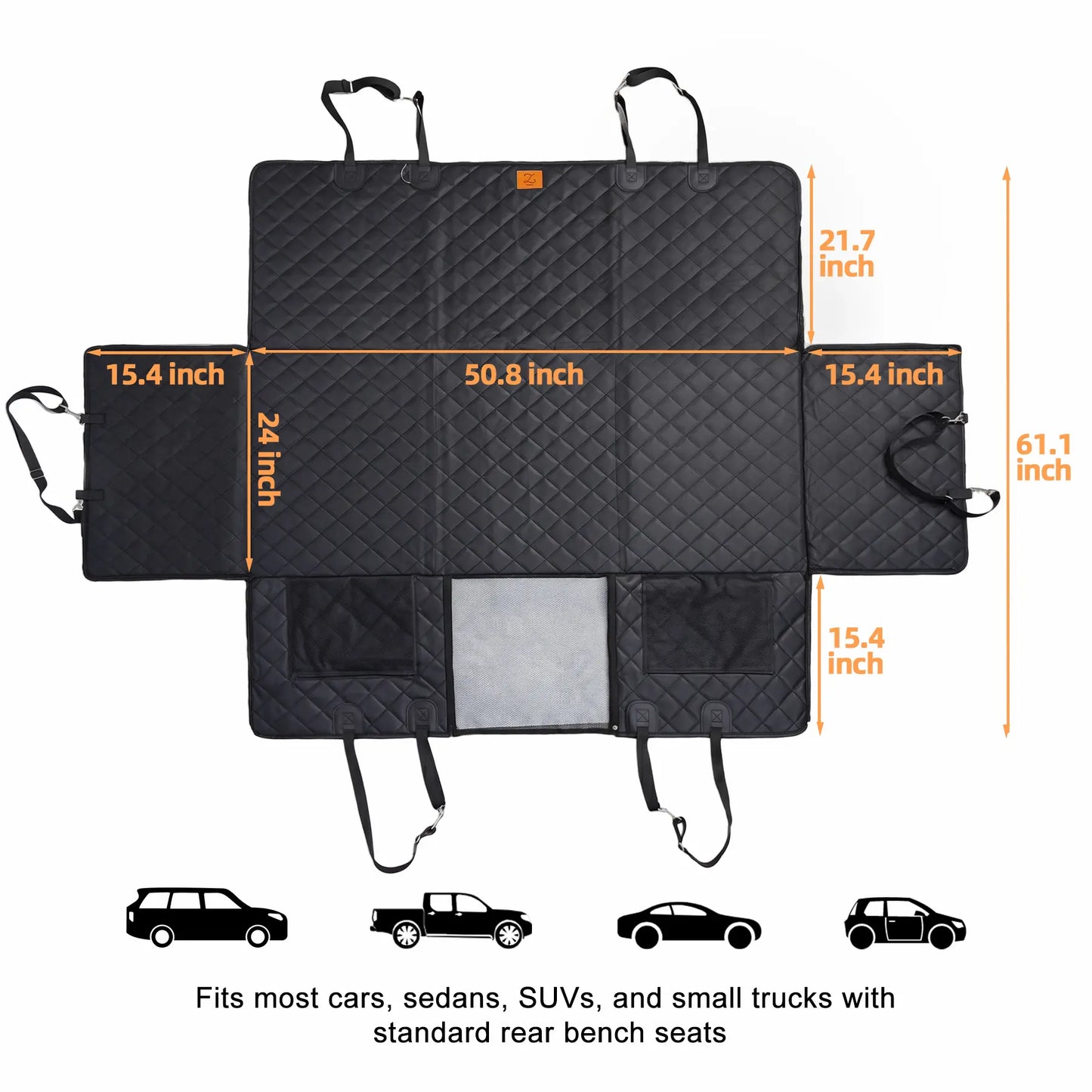 Zvrpet Heavy-Duty Dog Car Seat Cover with Mesh Window - Waterproof, Scratch-Resistant, Large Size