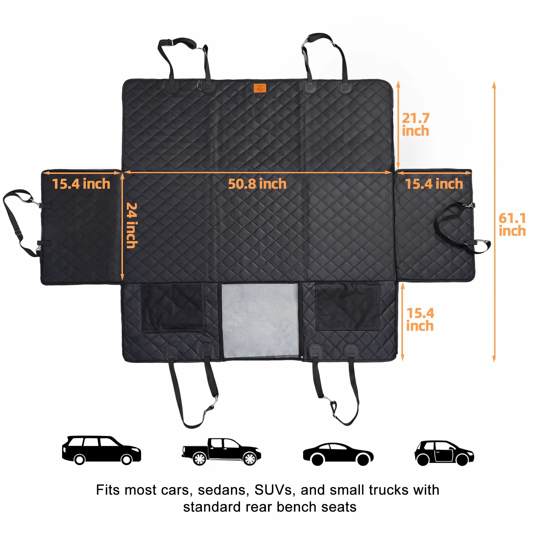 Zvrpet Heavy-Duty Dog Car Seat Cover with Mesh Window - Waterproof, Scratch-Resistant, Large Size