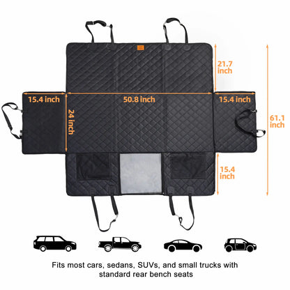 Zvrpet Heavy-Duty Dog Car Seat Cover with Mesh Window - Waterproof, Scratch-Resistant, Large Size