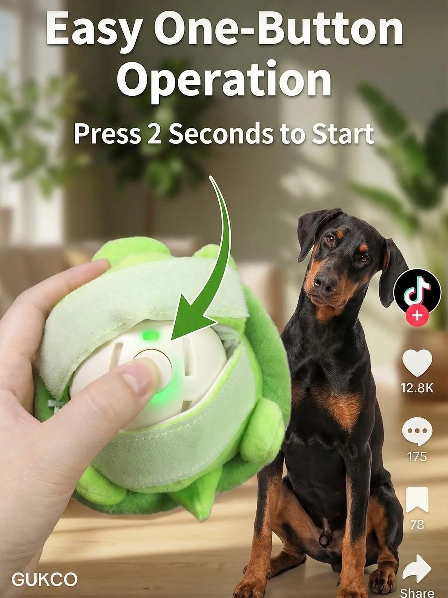 Interactive Motion-Activated Dog Ball - USB Rechargeable Automatic Rolling Toy with Squeaker