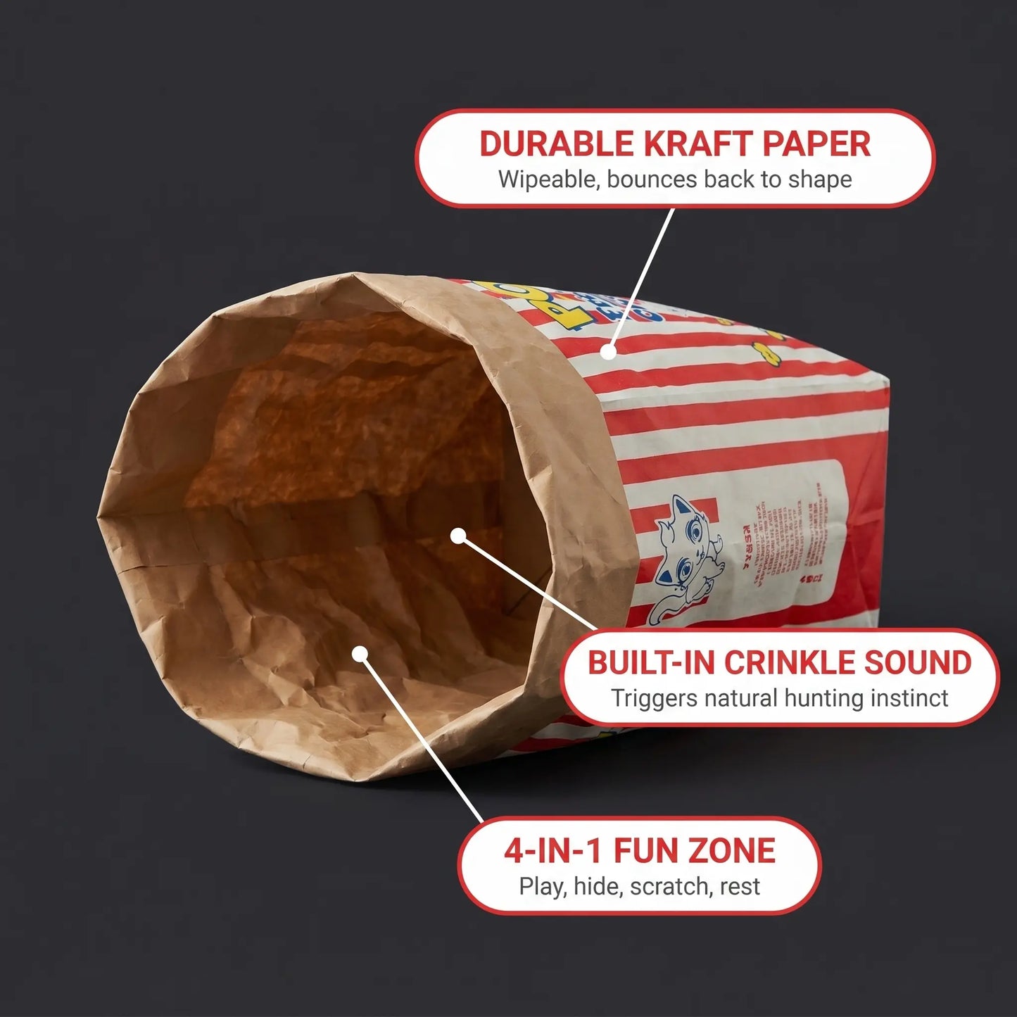 Premium Cat Toy: (29.53 x 13.78 Inches) - Interactive Play Tunnel and Relaxation Bed for Kittens and Adult Cats