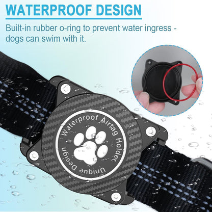 Airtag Dog Collar, Waterproof, Luminous & Reflective, for Small Medium Large Heavy Duty Dogs,Black, M