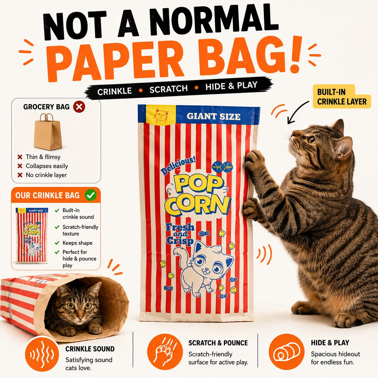 Premium Cat Toy: (29.53 x 13.78 Inches) - Interactive Play Tunnel and Relaxation Bed for Kittens and Adult Cats