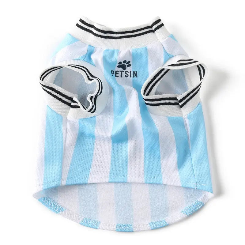 Dog Jersey Costume for Summer, Lightweight Cooling Mesh Sportswear, Casual Soccer Team Apparel for Pets