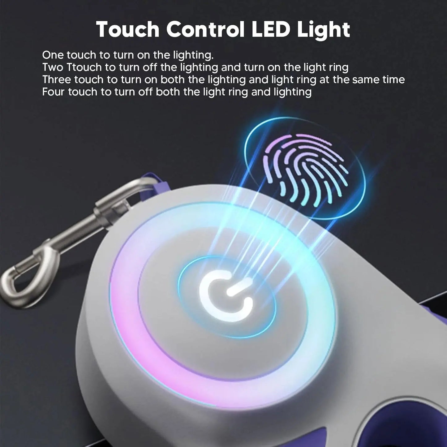 Pawzseek LED Retractable Safety Dog Leash for Small to Medium Dogs, Automatic Extendable Design for Pets up to 110 lbs