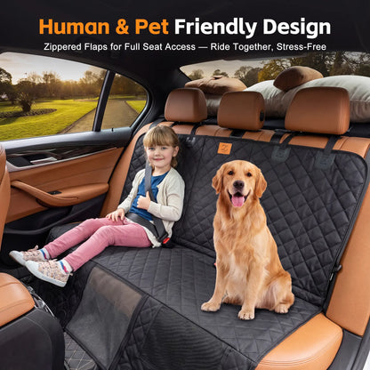 Zvrpet Heavy-Duty Dog Car Seat Cover with Mesh Window - Waterproof, Scratch-Resistant, Large Size