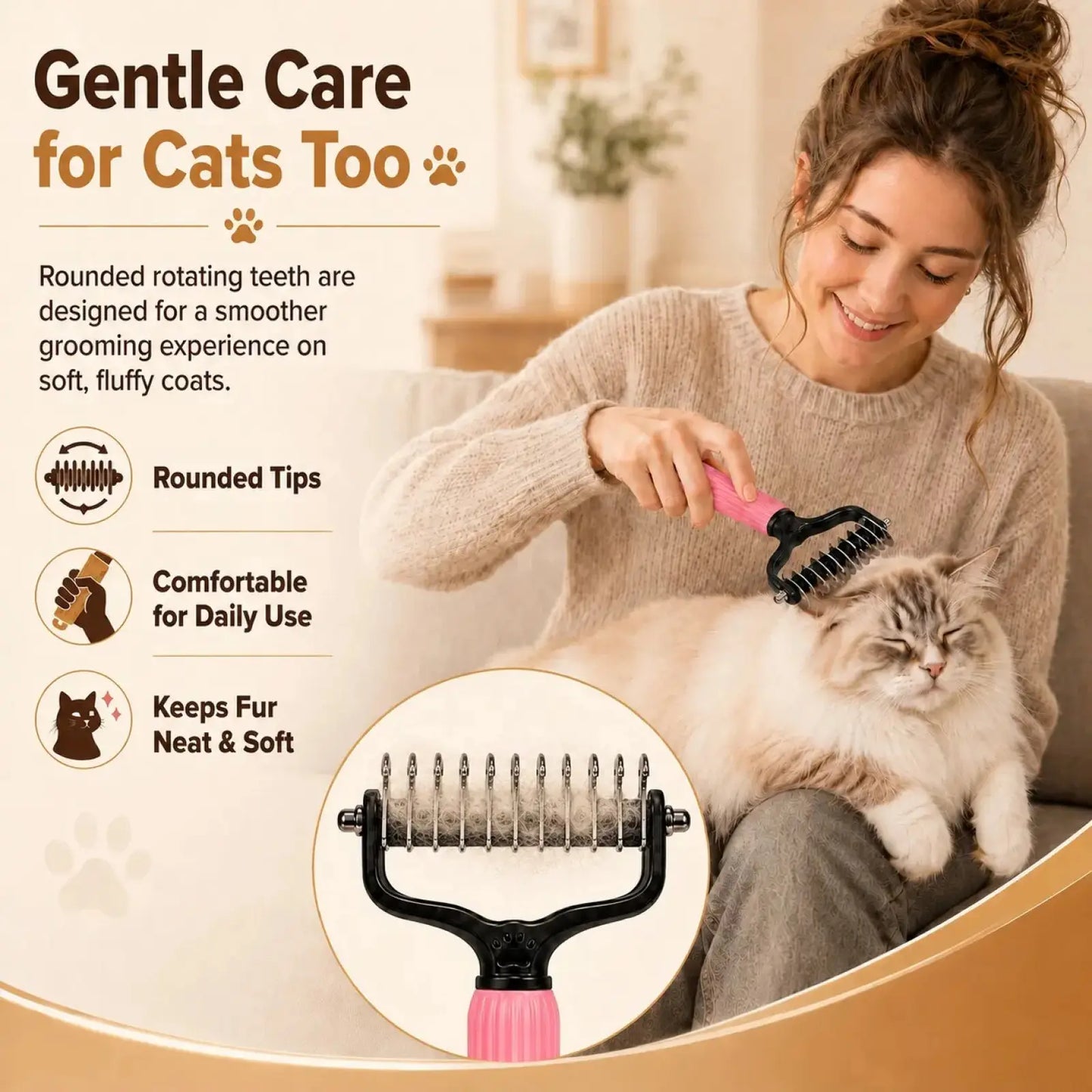 Pet Detangling Comb for Dogs and Cats,Stainless Steel 