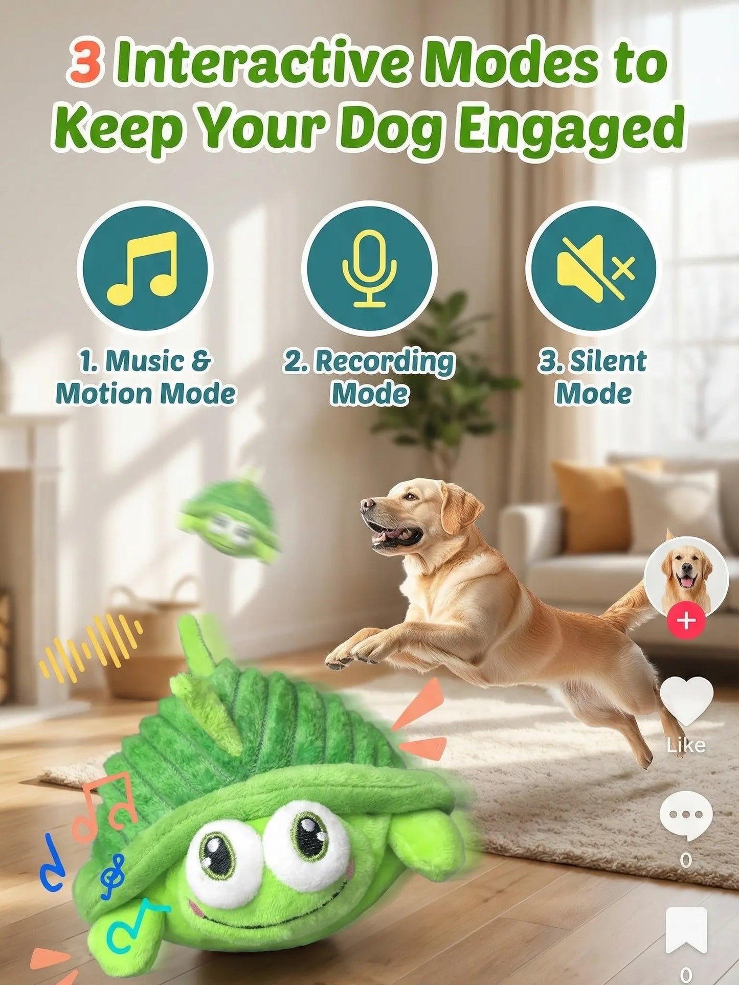 Interactive Motion-Activated Dog Ball - USB Rechargeable Automatic Rolling Toy with Squeaker