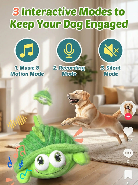Interactive Motion-Activated Dog Ball - USB Rechargeable Automatic Rolling Toy with Squeaker