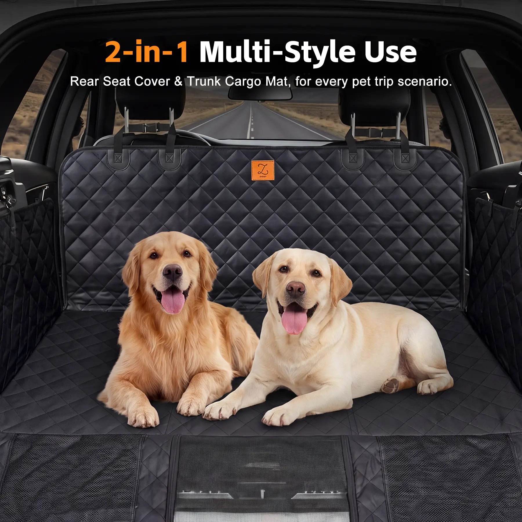 Zvrpet Heavy-Duty Dog Car Seat Cover with Mesh Window - Waterproof, Scratch-Resistant, Large Size