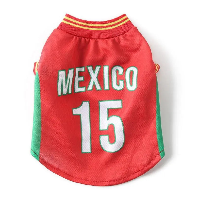 Dog Jersey Costume for Summer, Lightweight Cooling Mesh Sportswear, Casual Soccer Team Apparel for Pets