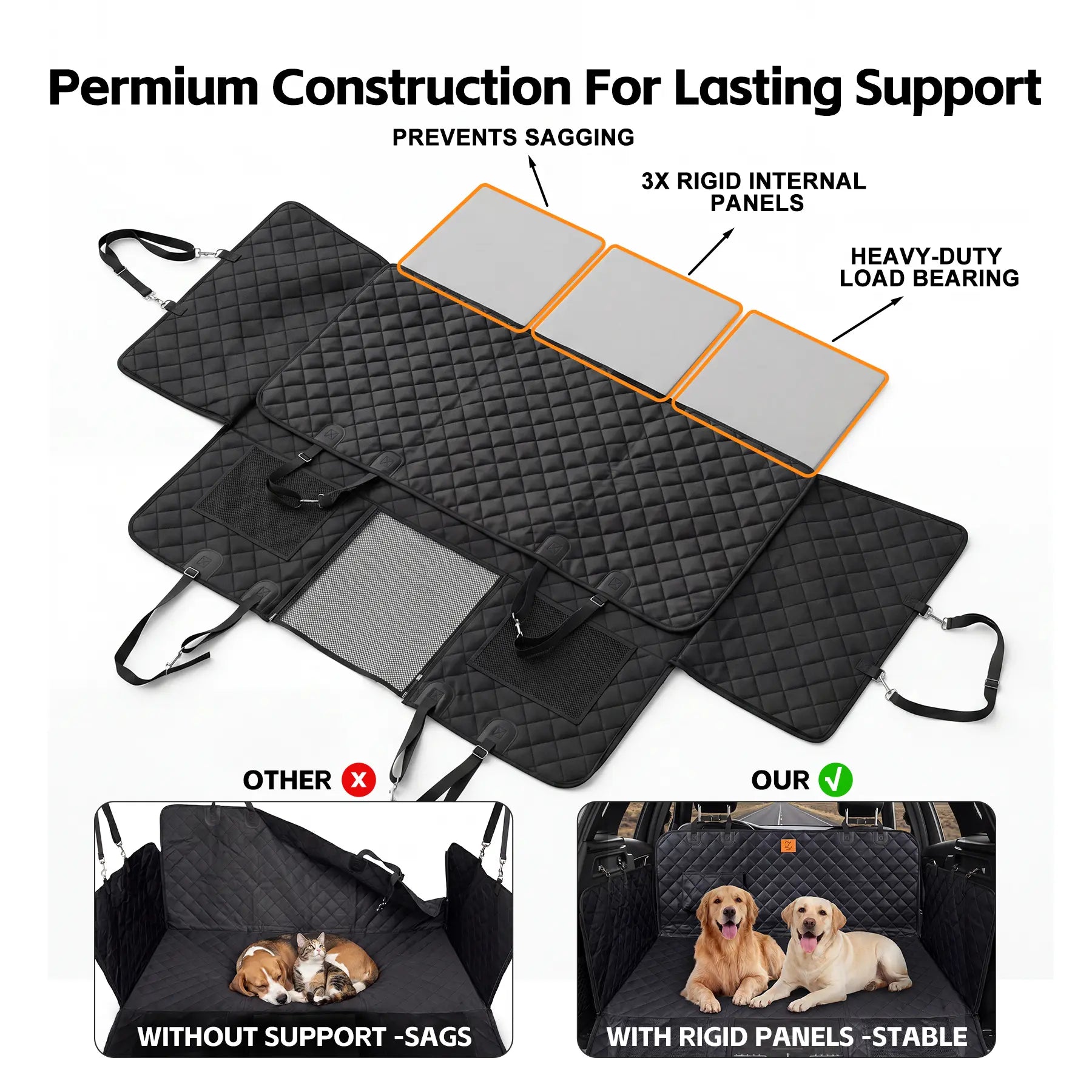 Zvrpet Heavy-Duty Dog Car Seat Cover with Mesh Window - Waterproof, Scratch-Resistant, Large Size