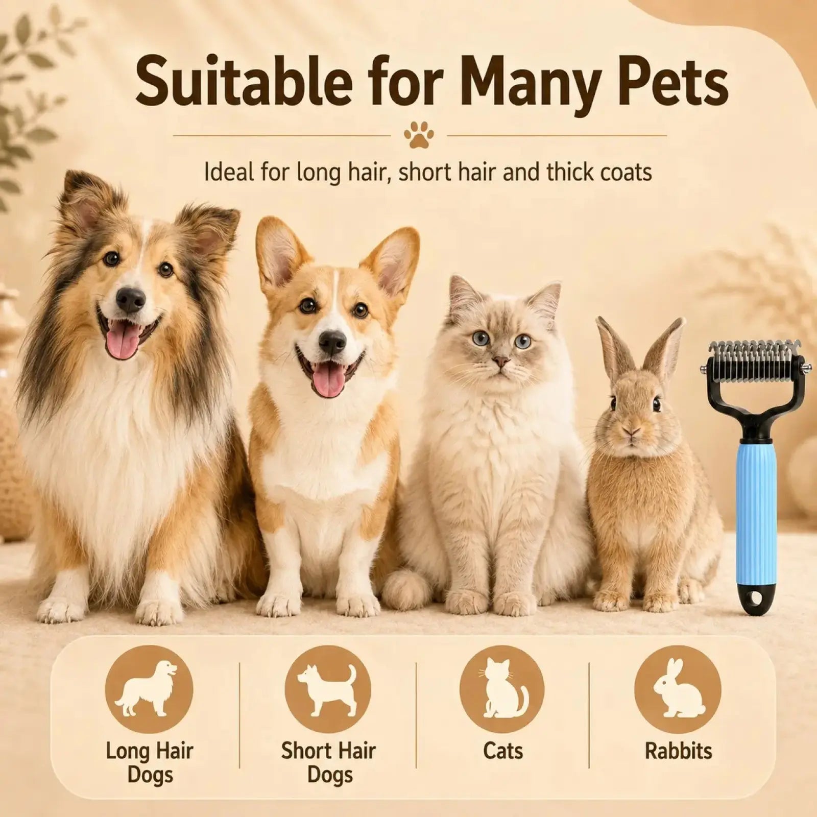 Pet Detangling Comb for Dogs and Cats,Stainless Steel 